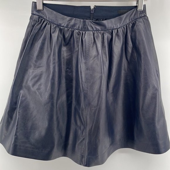 🫐J Crew Dark blue Leather Skater Skirt - Picture 5 of 10